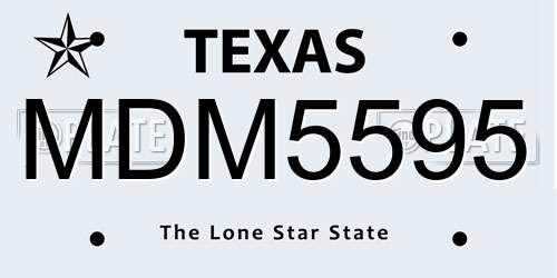 MDM5595 Texas License Plate