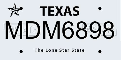 MDM6898 Texas License Plate
