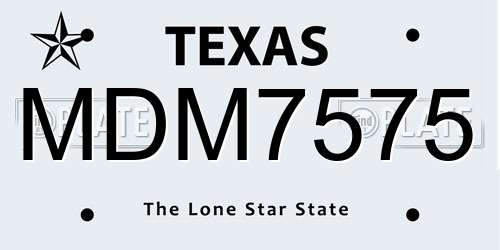 MDM7575 Texas License Plate