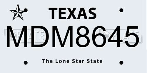 MDM8645 Texas License Plate
