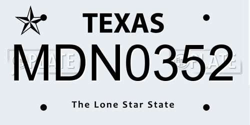 MDN0352 Texas License Plate