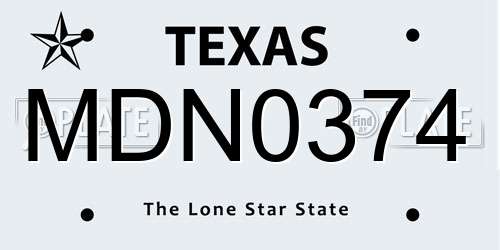 MDN0374 Texas License Plate