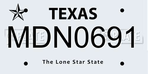 MDN0691 Texas License Plate