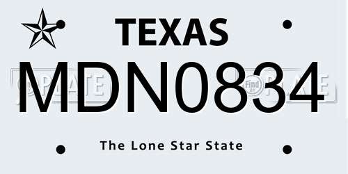 MDN0834 Texas License Plate