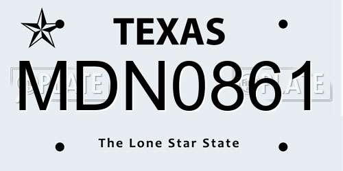 MDN0861 Texas License Plate