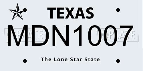 MDN1007 Texas License Plate