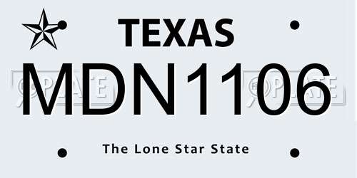 MDN1106 Texas License Plate