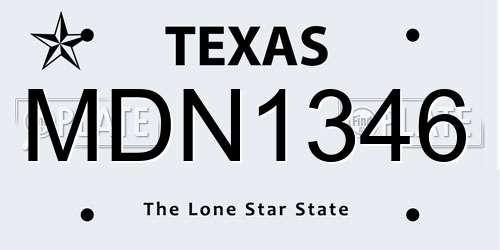 MDN1346 Texas License Plate
