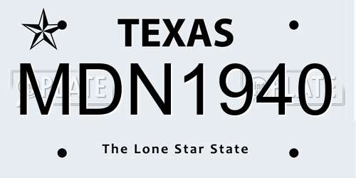 MDN1940 Texas License Plate