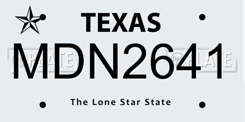 MDN2641 Texas License Plate