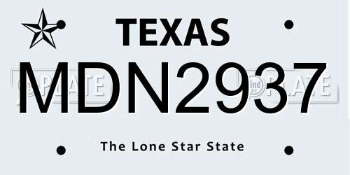 MDN2937 Texas License Plate