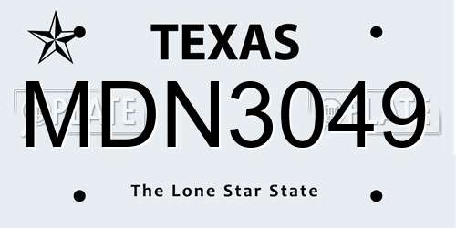 MDN3049 Texas License Plate