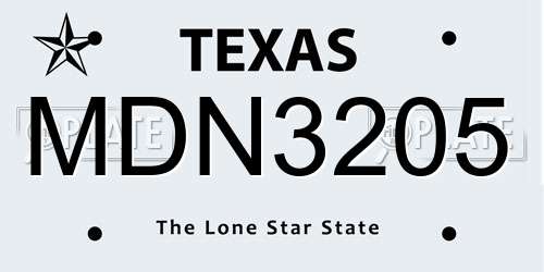 MDN3205 Texas License Plate