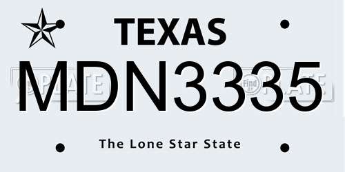 MDN3335 Texas License Plate
