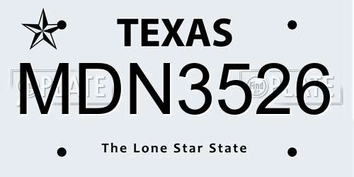 MDN3526 Texas License Plate