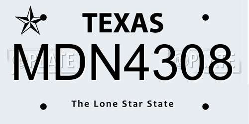 MDN4308 Texas License Plate