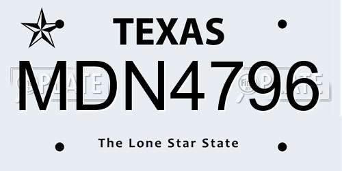 MDN4796 Texas License Plate