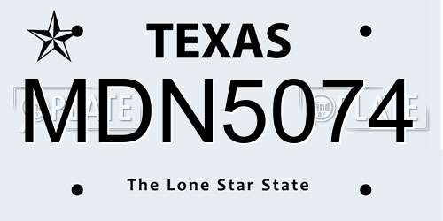 MDN5074 Texas License Plate