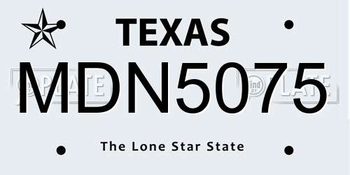 MDN5075 Texas License Plate