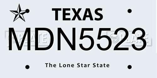 MDN5523 Texas License Plate