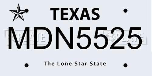 MDN5525 Texas License Plate