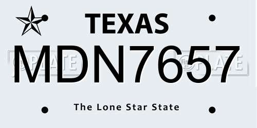 MDN7657 Texas License Plate