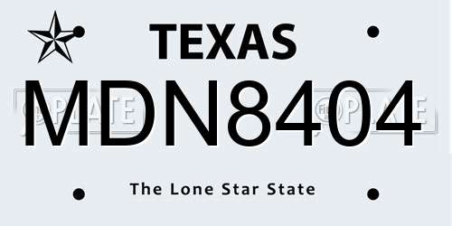 MDN8404 Texas License Plate