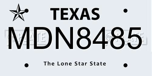 MDN8485 Texas License Plate