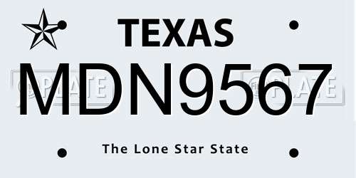 MDN9567 Texas License Plate