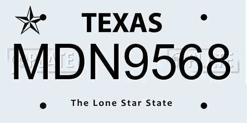 MDN9568 Texas License Plate