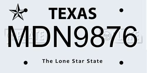MDN9876 Texas License Plate