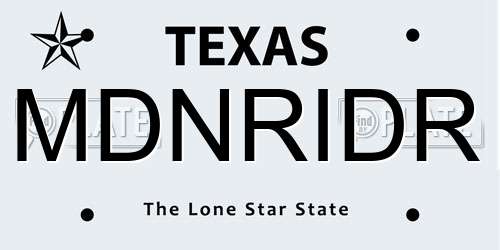 MDNRIDR Texas License Plate