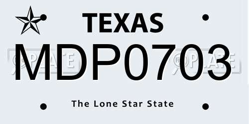 MDP0703 Texas License Plate