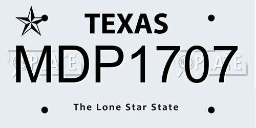 MDP1707 Texas License Plate