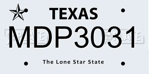 MDP3031 Texas License Plate