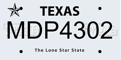 MDP4302 Texas License Plate