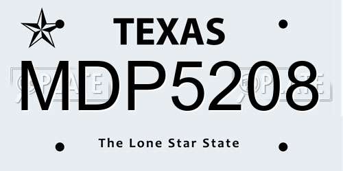 MDP5208 Texas License Plate