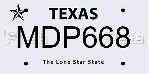 MDP668 Texas License Plate