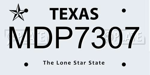 MDP7307 Texas License Plate