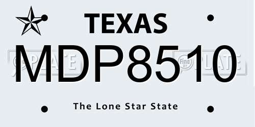 MDP8510 Texas License Plate