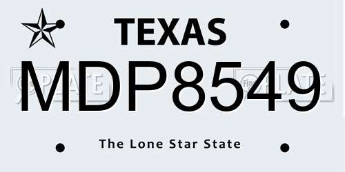 MDP8549 Texas License Plate
