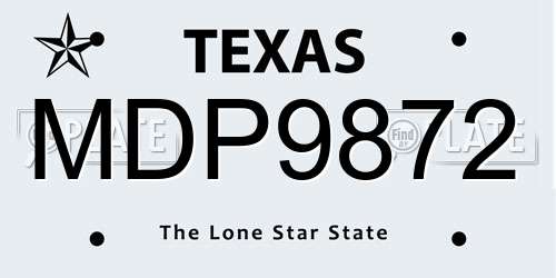 MDP9872 Texas License Plate