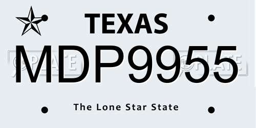 MDP9955 Texas License Plate