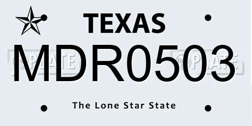 MDR0503 Texas License Plate