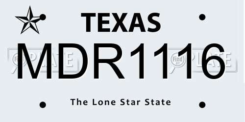 MDR1116 Texas License Plate