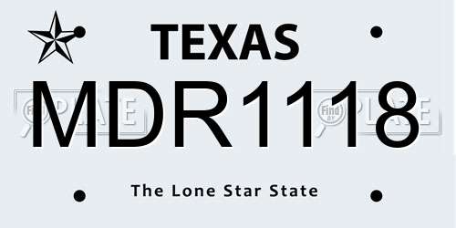 MDR1118 Texas License Plate
