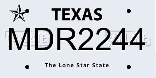 MDR2244 Texas License Plate