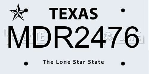 MDR2476 Texas License Plate