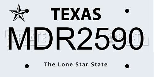 MDR2590 Texas License Plate