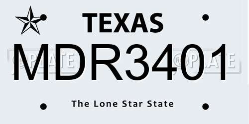 MDR3401 Texas License Plate